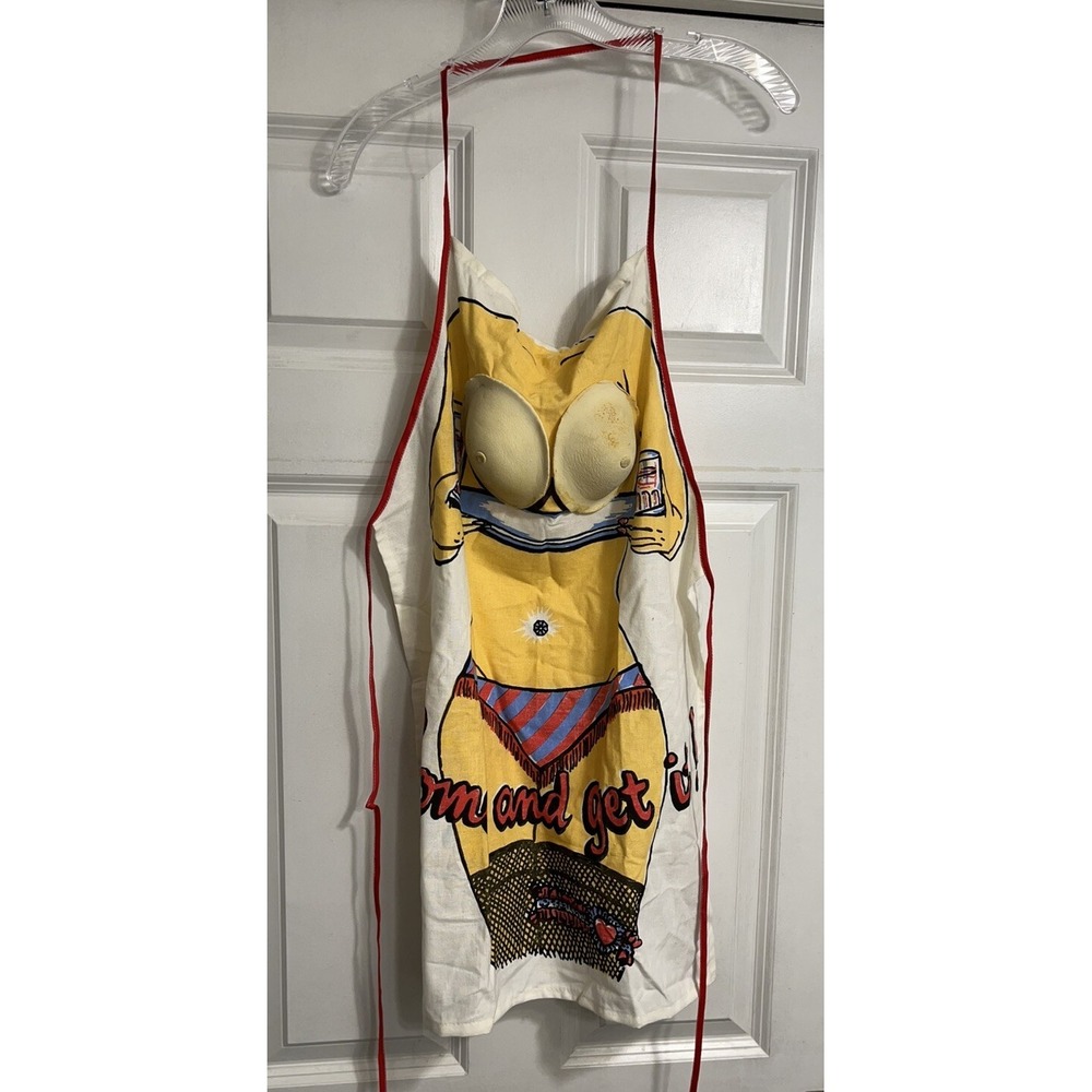 Grill Apron Bikini Squishy Breast Come Get It Tie Back Funny Silly